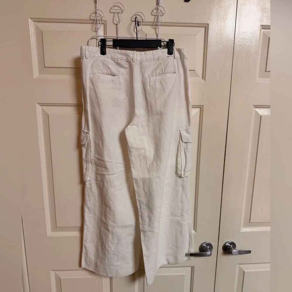 Banana Republic Linen Cotton Blend Wide Leg Cargo Pants